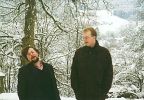 Reichserzkanzler (nach - leider - gewonnener Schneeballschlacht) und Reichserztruchsess vor winterlichem Panorama (das war das wahre FIRunsgeschenk!), die beide den DSA-Konvent sehr gut organisiert und vorbereitet haben
