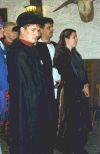 Almadaner auf der Wacht: Der Baron von Phexhilf (Gunnar Dr�ge), Dom Fermiz von Flogglond (Michael Scheidmeir) und die unbeteiligte Edle von Andoain (Stephanie Danne)
