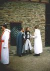 Leibkaplan Tassilo Praiodan von Bregelsaum, Kanzler Delo von Gernotsborn, Avon Nordfalk, Baron zu Moosgrund und Hauptmann Gobert Bennain von der Tommel